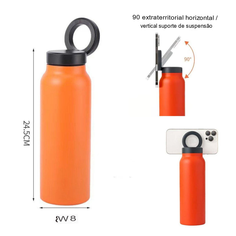 Garrafa de Água Térmica Personalizada com Suporte Magnético para Celular , Aço Inoxidável Premium