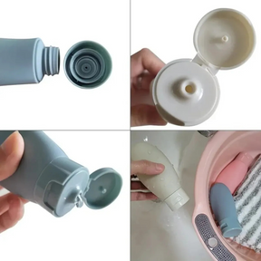 Kit de Viagem com 4 Frascos de Silicone – Leve Seus Cuidados Pessoais com Praticidade