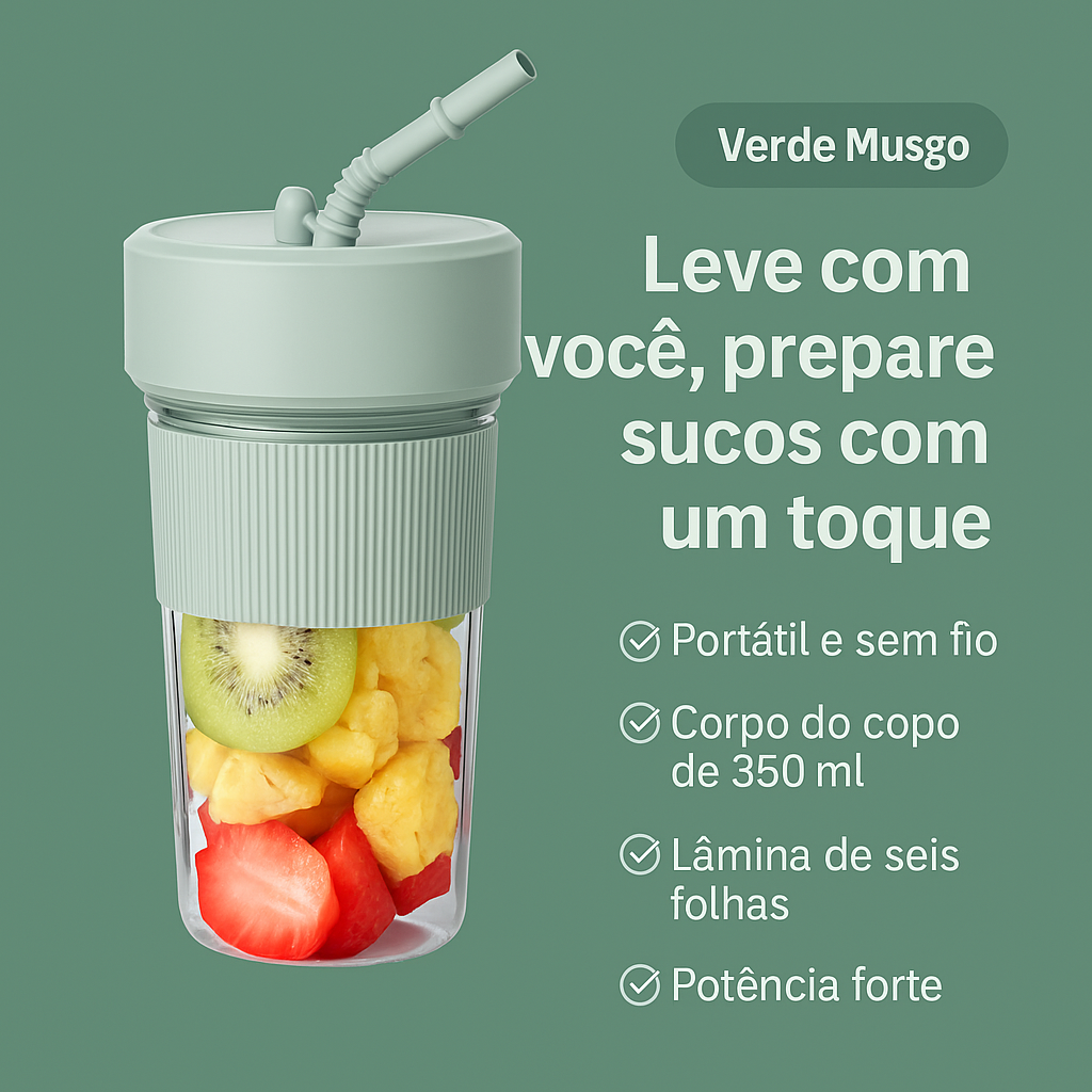 Mini Mixer Portátil Sem Fio Fowod - Sucos Frescos em Qualquer Lugar!
