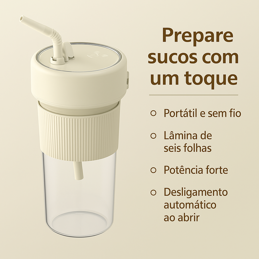 Mini Mixer Portátil Sem Fio Fowod - Sucos Frescos em Qualquer Lugar!