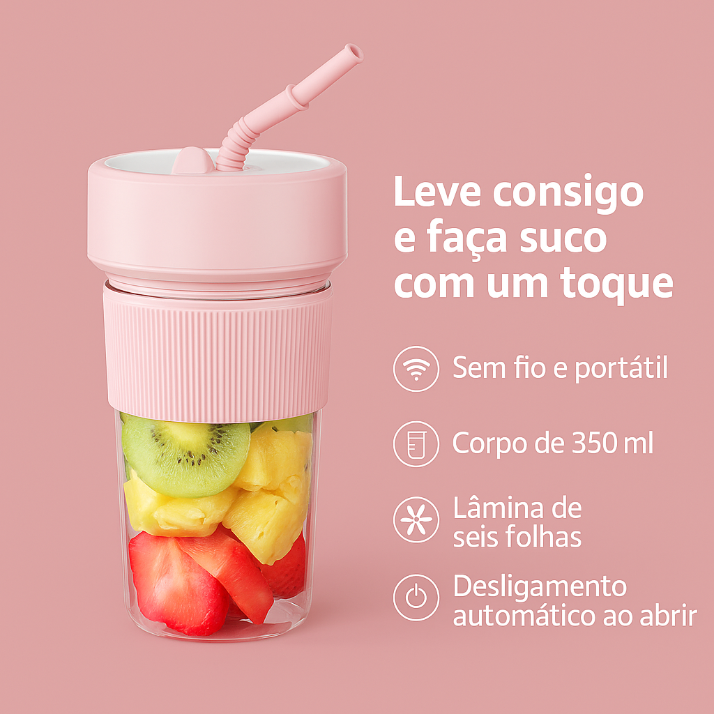 Mini Mixer Portátil Sem Fio Fowod - Sucos Frescos em Qualquer Lugar!