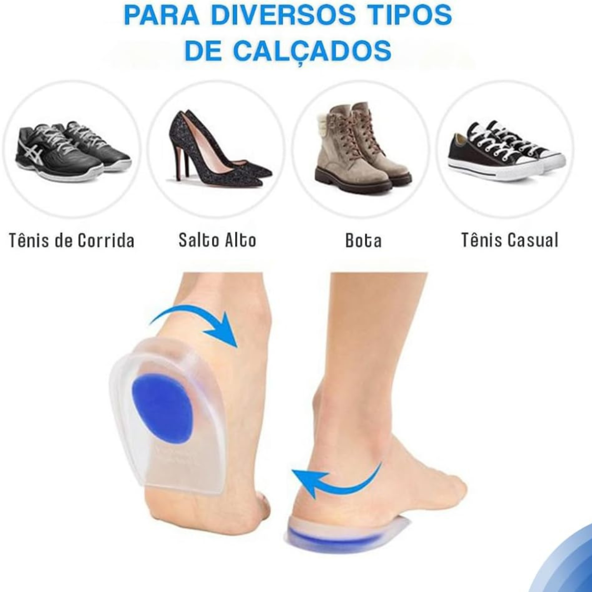 Palmilha Calcanheira de Silicone Ortopédica