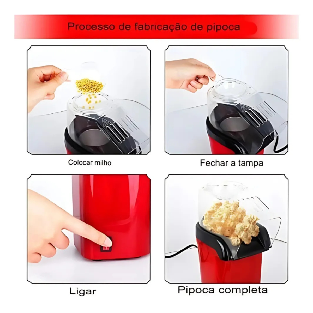 🍿 Pipoqueira Elétrica Ar Quente – Pipoca Crocante e Saudável em Minutos!