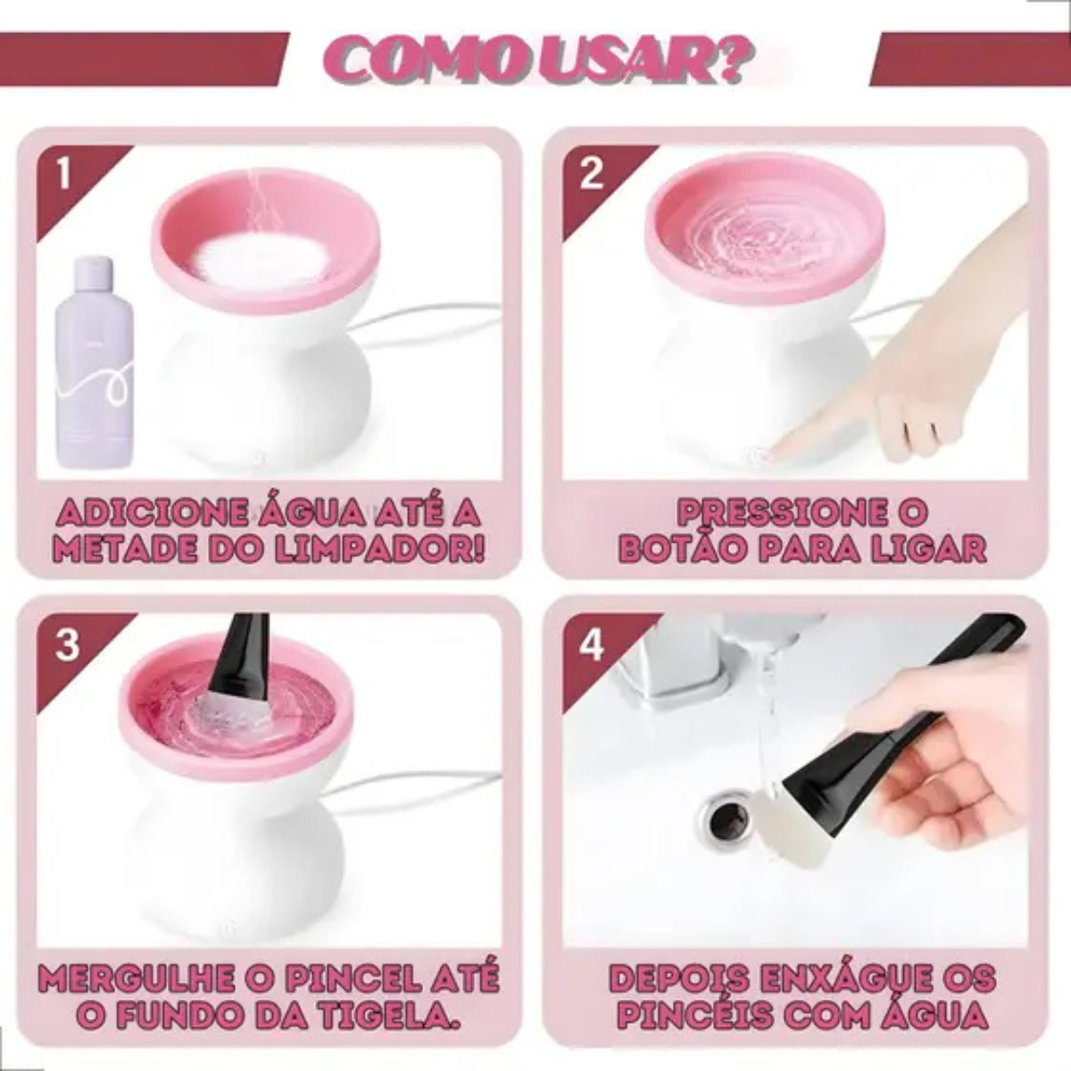 Lavador Elétrico de Pincéis – Sua Make Mais Linda e Sua Pele Mais Protegida!