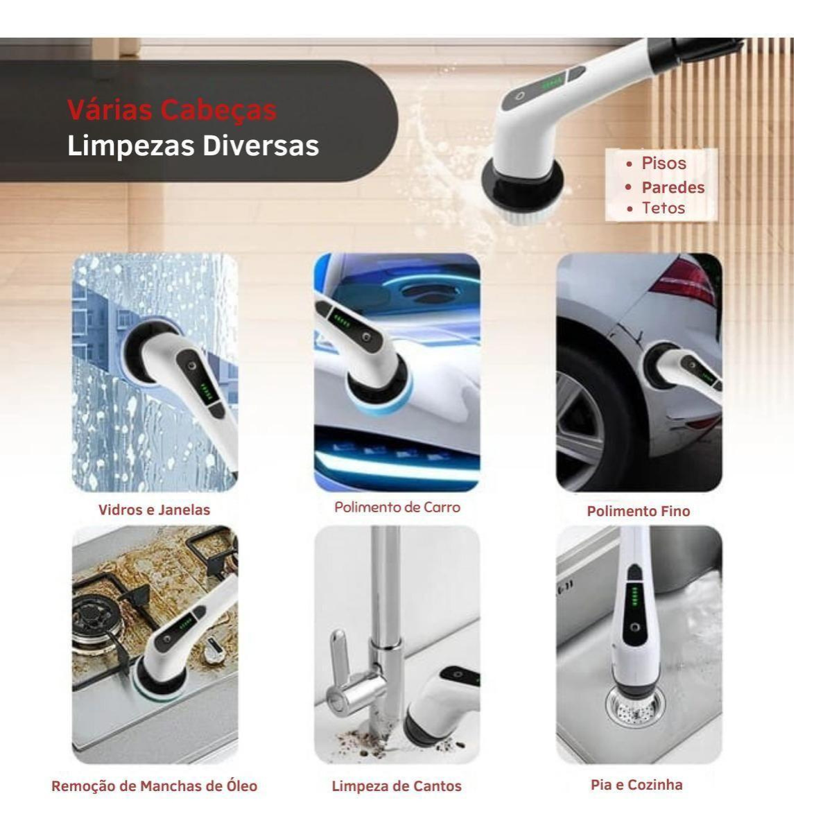 Esfregão Elétrico 9 em 1 – O Poder da Limpeza Sem Esforço na Sua Mão!